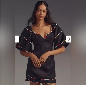 NWT FARM Rio Black Colored Stripes Mini Dress